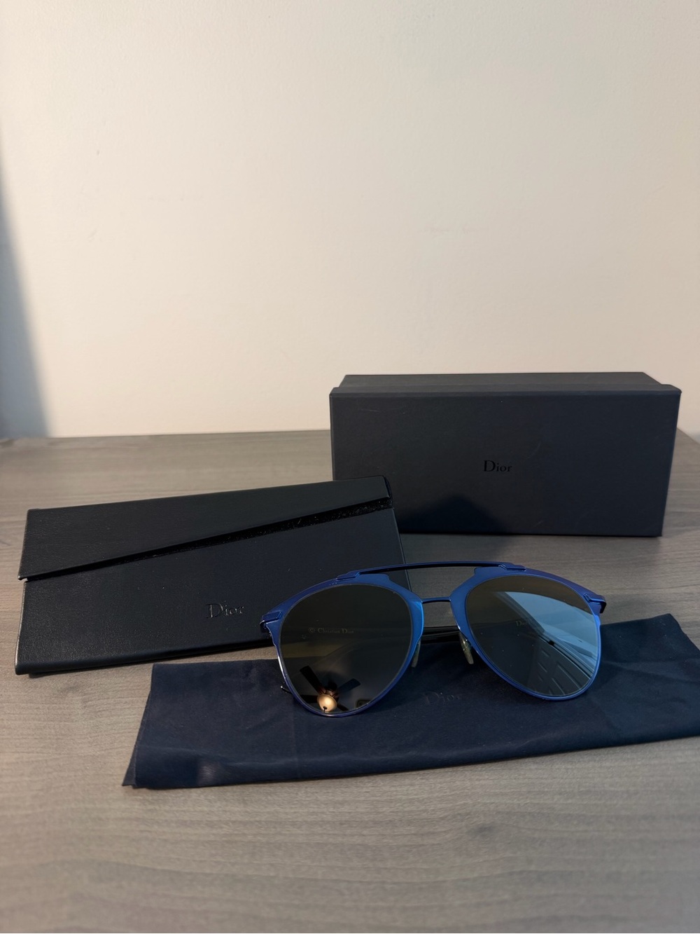 Dior Men's Sunglasses in Blue with Mirrored Lenses